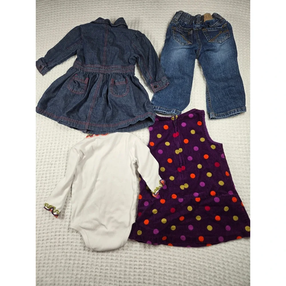 Baby Girl 18M Clothes Lot Bonnie Baby Corduroy Dress Wonder Kids Denim Jeans 4pc